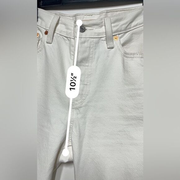 Levi’s Premium Wedgie Straight Fit Destructed Jeans in Cloud Bank White 28 - Picture 9 of 16